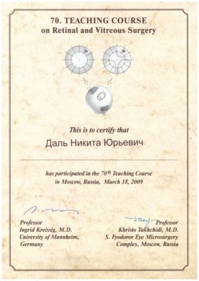Сертификат Даль Никита Юрьевич