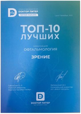 Топ-10 лучших клиник офтальмологии центр Зрение в СПб