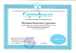 Сертификат об обучении в «WETLAB», 2017