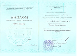 Диплом о профессиональной переподготовке, 2024