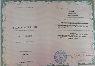 Удостоверение о повышении квалификации, 2015
