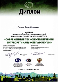Диплом участника конференции, 2019