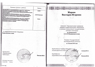 Диплом об окончании колледжа, 2019