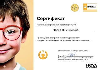 Сертификат о прохождении курсов, 2022