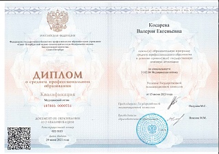 Диплом об окончании колледжа, 2023