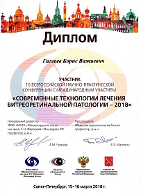 Диплом участника конференции, 2018